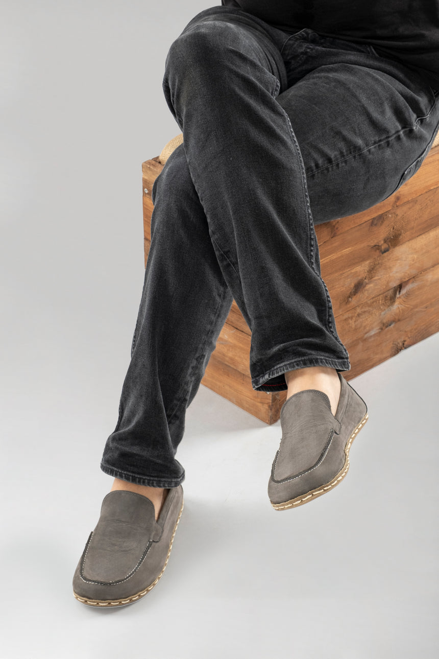 Men's Gray Moccasins - Atlantis Handmade Shoes - 