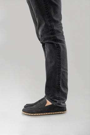 Men's Black Nubuck Penny Loafers - Atlantis Handmade Shoes -