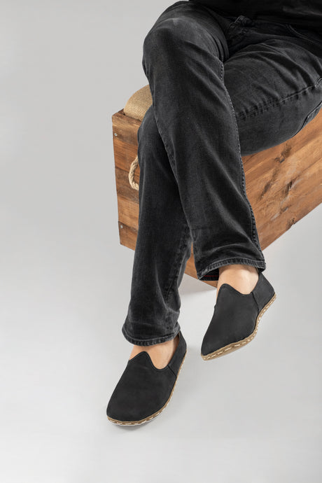 Men's Black Nubuck Barefoots - Atlantis Handmade Shoes - 
