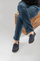 Men's Navy Nubuck Dock Shoes - Atlantis Handmade Shoes -
