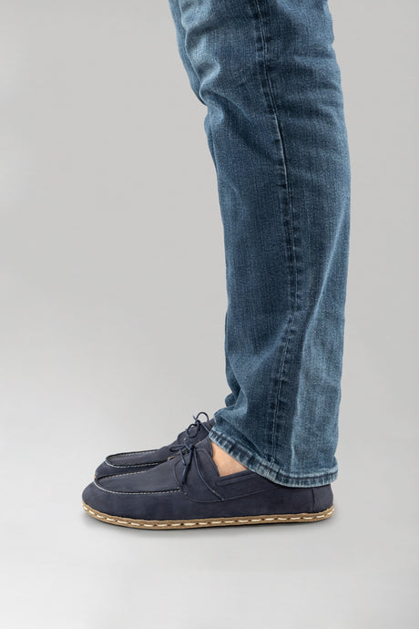Men's Navy Nubuck Dock Shoes - Atlantis Handmade Shoes - 