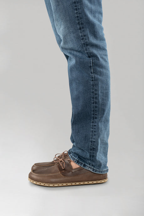 Men's Coffee Brown Dock Shoes - Atlantis Handmade Shoes - 