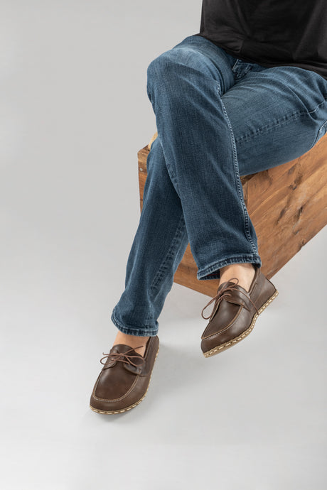 Men's Coffee Brown Dock Shoes - Atlantis Handmade Shoes - 