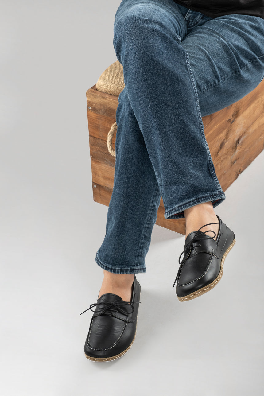 Men's Black Dock Shoes - Atlantis Handmade Shoes - 