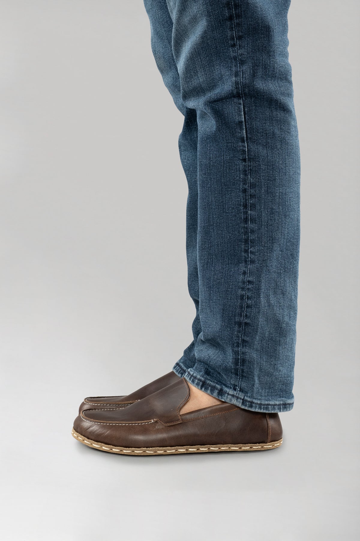 KAPS Shoes Mens size 40 US 7 8 Slip On Leather Braided Moccasins Brown Shoes Bill Water Buffalo Penny Loafers - Walnut | Martin Dingman main image 3