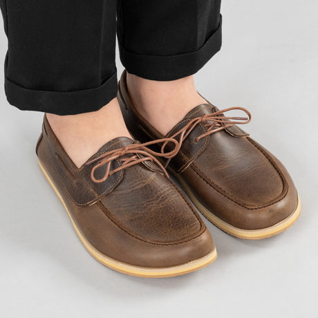 Kaffeefarbene Boat Shoes für Damen