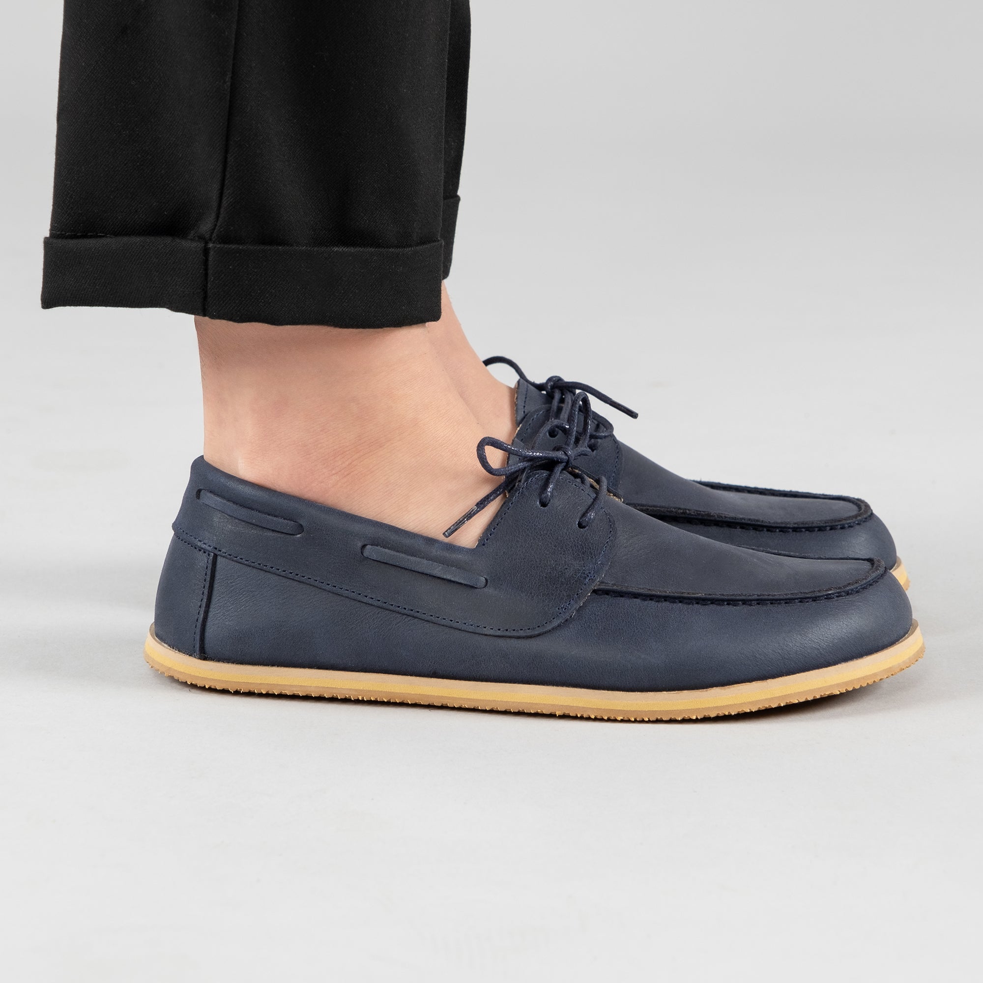 Men s Blue Boat Shoes Turkish Handmade Barefoot Shoes Atlantis Handmade Shoes