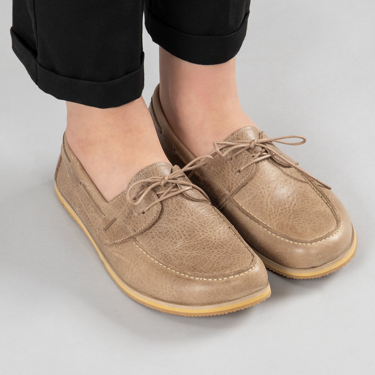 Women's Tan Boat Shoes Turkish Minimalist Shoes for Women