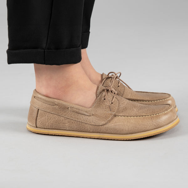 Men's Tan Boat Shoes - Turkish Handmade Barefoot Shoes – Atlantis