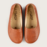 Women’s Wrinkled Brown Barefoot Ballet Flats - Atlantis Handmade Shoes - 4110060541545