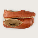 Women’s Wrinkled Brown Barefoot Cross Ballet Flats - Atlantis Handmade Shoes - 4110060565541