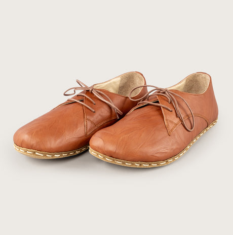 Men’s Wrinkled Brown Oxfords - Atlantis Handmade Shoes - 4110060433543