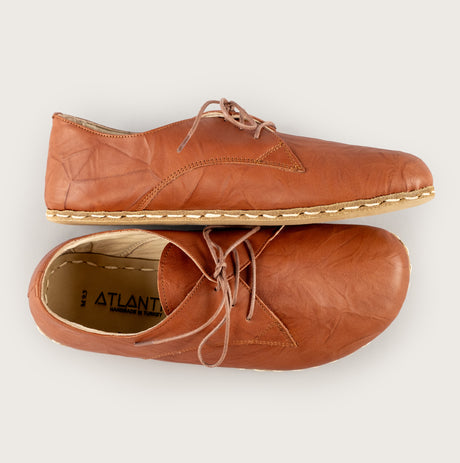 Men’s Wrinkled Brown Oxfords - Atlantis Handmade Shoes - 4110060433543