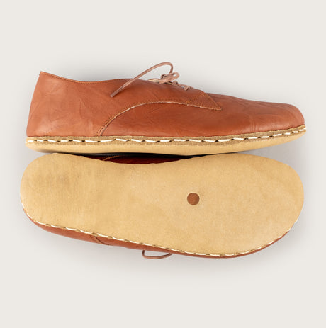 Men’s Wrinkled Brown Oxfords - Atlantis Handmade Shoes - 4110060433543