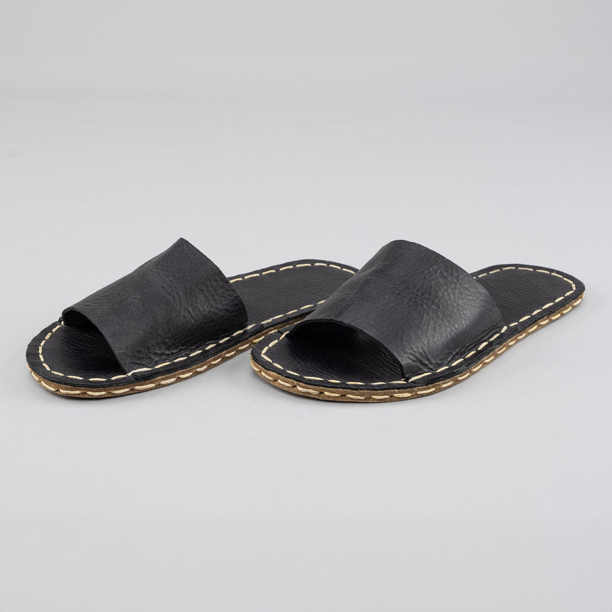 Schwarze Barfuß-Slide-Sandale