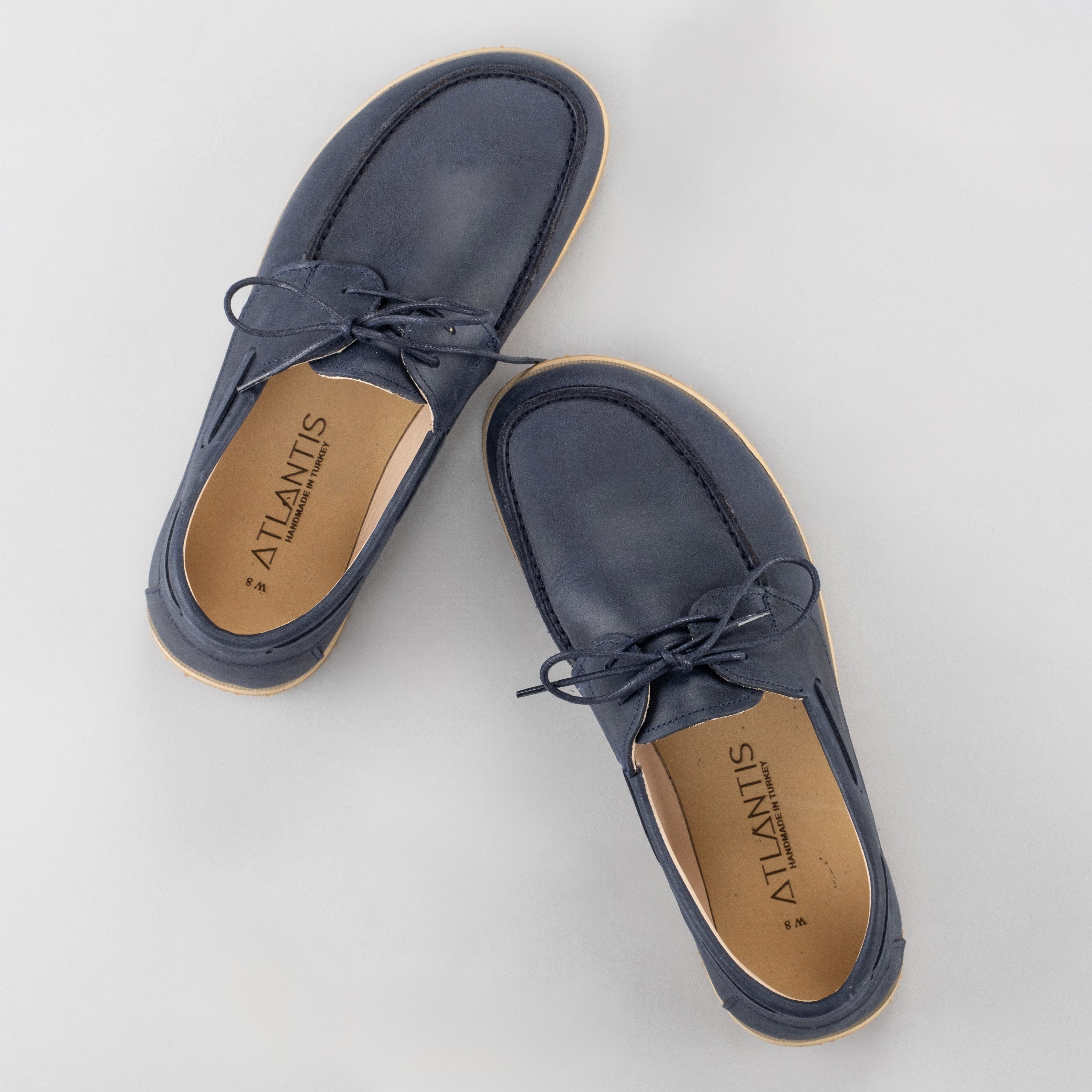 Women's Blue Boat Shoes - Turkish Minimalist Shoes for Women