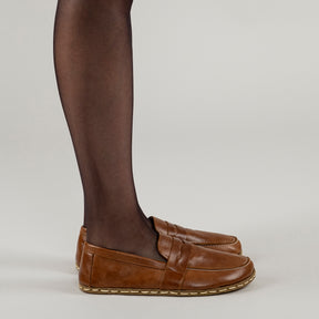 Women's Brown Penny Loafers - Atlantis Handmade Shoes -
