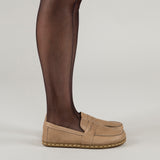 Women's Tan Penny Loafers - Atlantis Handmade Shoes -