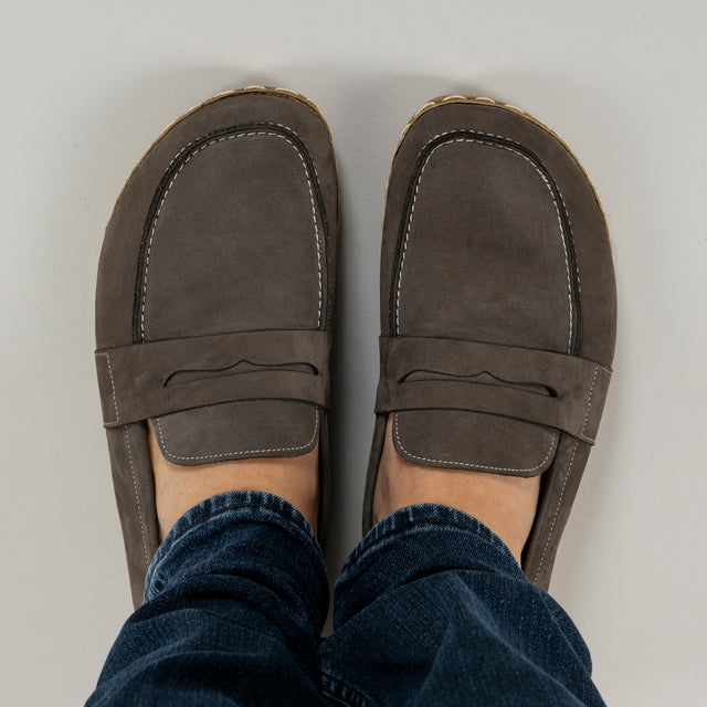 Men's Gray Penny Loafers - Atlantis Handmade Shoes -
