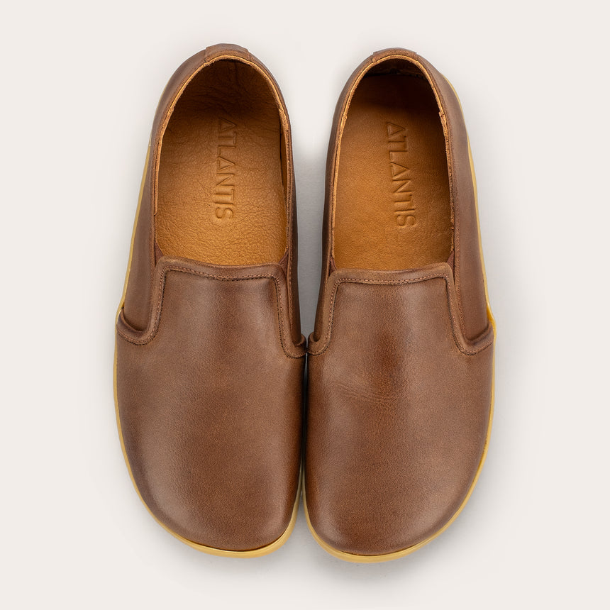 Sandfarbene Pennyloafer für Damen