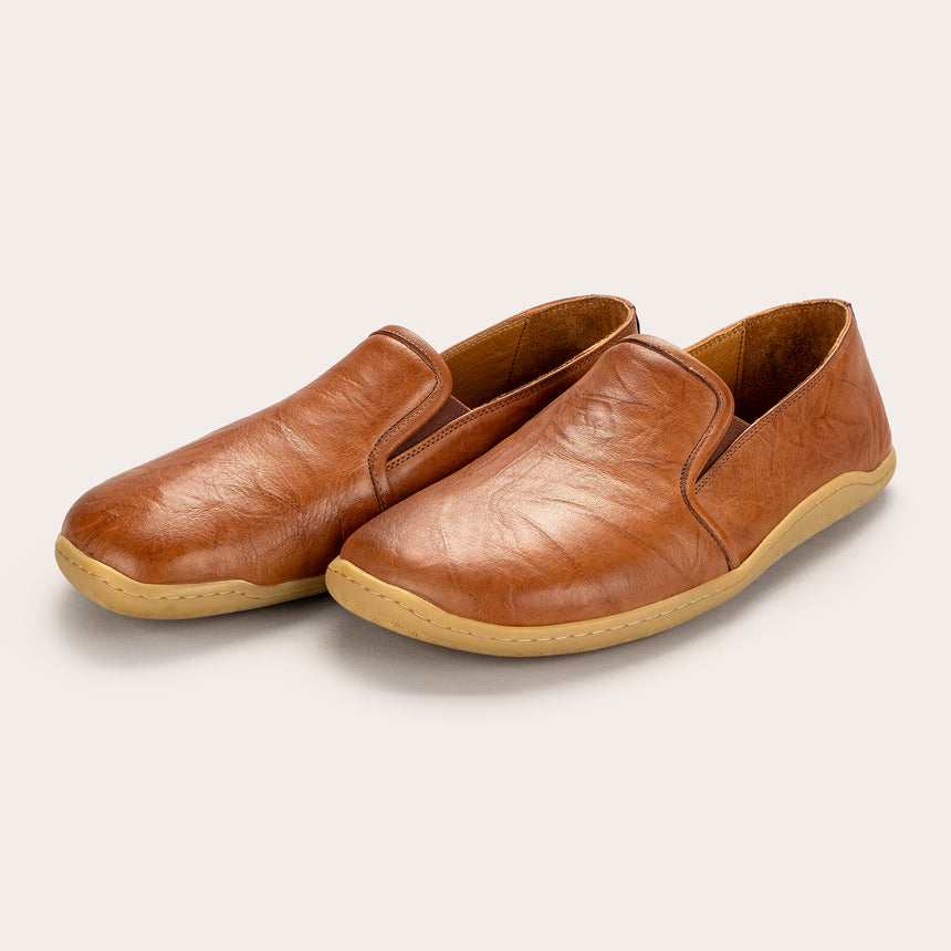 Sandfarbene Pennyloafer für Damen