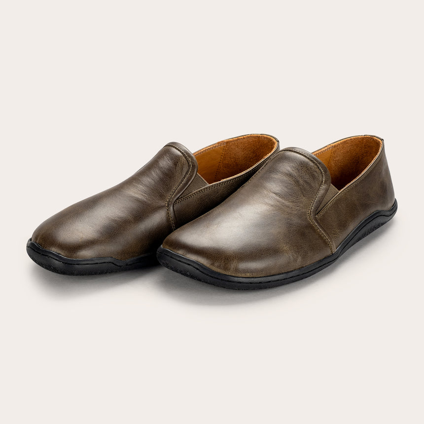 Sandfarbene Pennyloafer für Damen