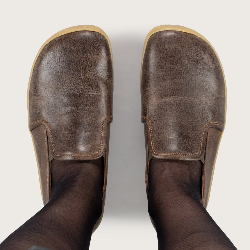 Sandfarbene Pennyloafer für Damen