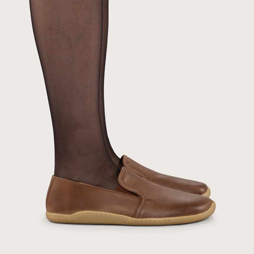 Sandfarbene Pennyloafer für Damen
