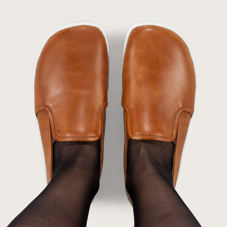 Sandfarbene Pennyloafer für Damen