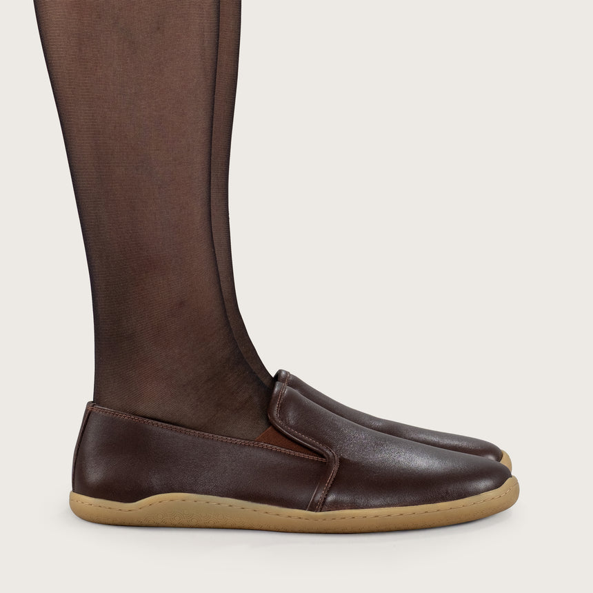 Sandfarbene Pennyloafer für Damen