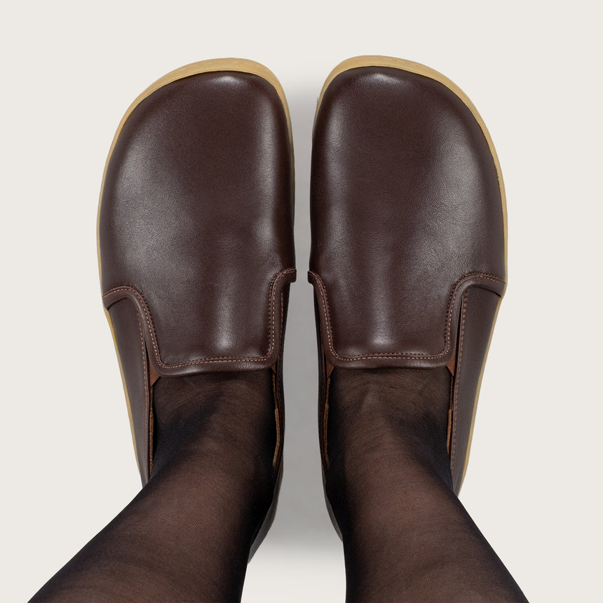 Sandfarbene Pennyloafer für Damen