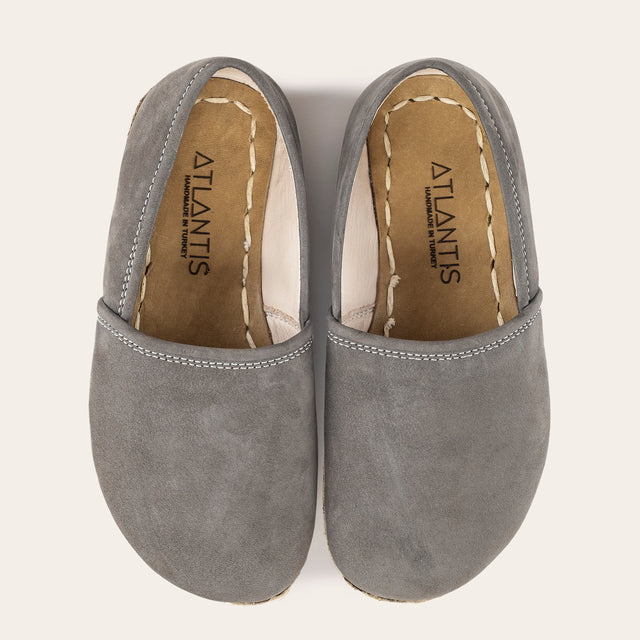 Kid's Gray Barefoot Loafers - Atlantis Handmade Shoes -