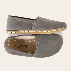 Kid's Gray Barefoot Loafers - Atlantis Handmade Shoes -