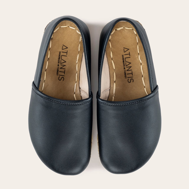 Kid's Black Barefoot Loafers - Atlantis Handmade Shoes -