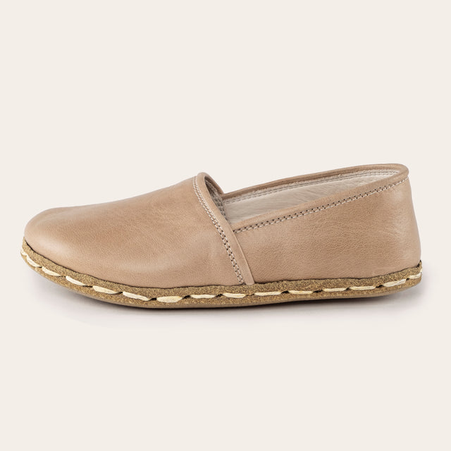Kid's Tan Barefoot Loafers - Atlantis Handmade Shoes -