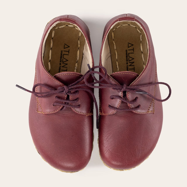 Kid's Red Barefoot Oxfords - Atlantis Handmade Shoes -