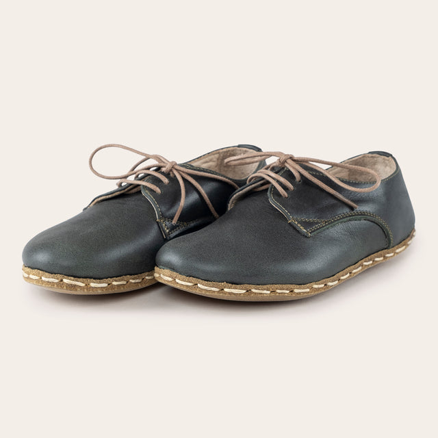 Kid's Green Barefoot Oxfords - Atlantis Handmade Shoes -