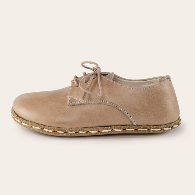 Kid's Tan Barefoot Oxfords - Atlantis Handmade Shoes -