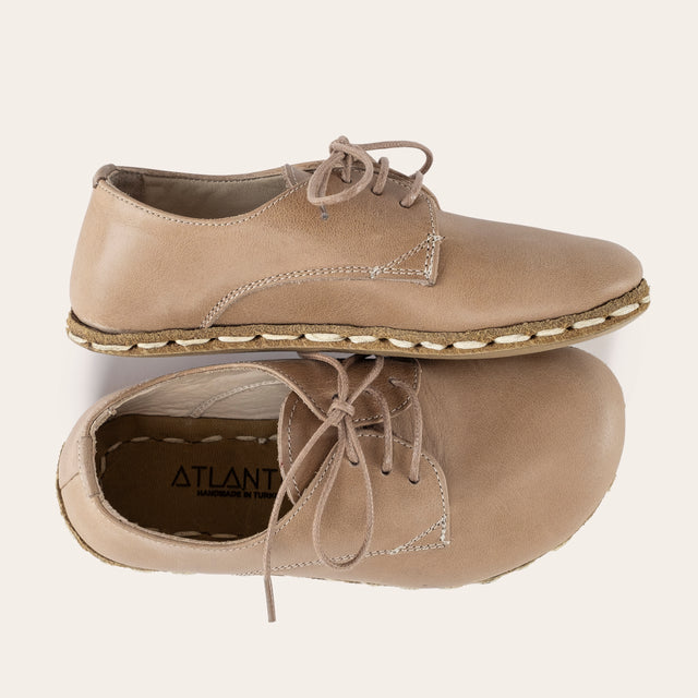 Kid's Tan Barefoot Oxfords - Atlantis Handmade Shoes -