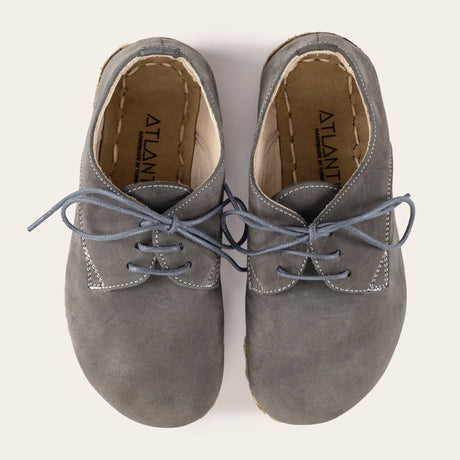 Kid's Gray Barefoot Oxfords - Atlantis Handmade Shoes - 