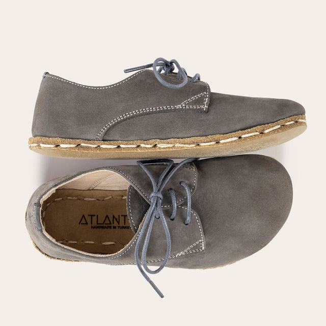 Kid's Gray Barefoot Oxfords - Atlantis Handmade Shoes -