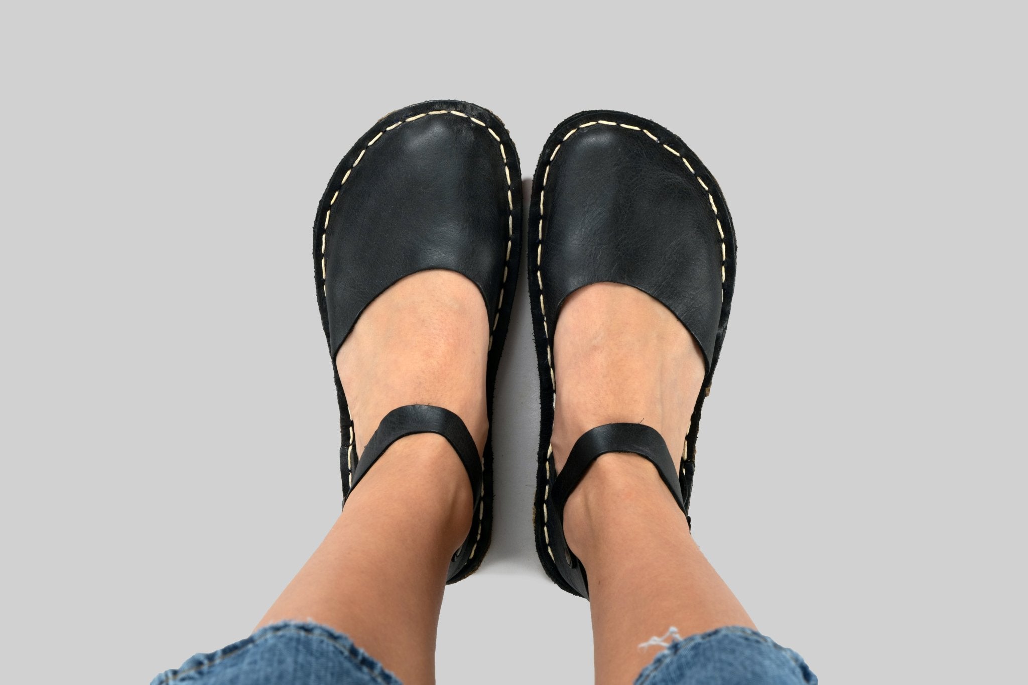 Women's Black Barefoot Sandals - Atlantis Handmade Shoes