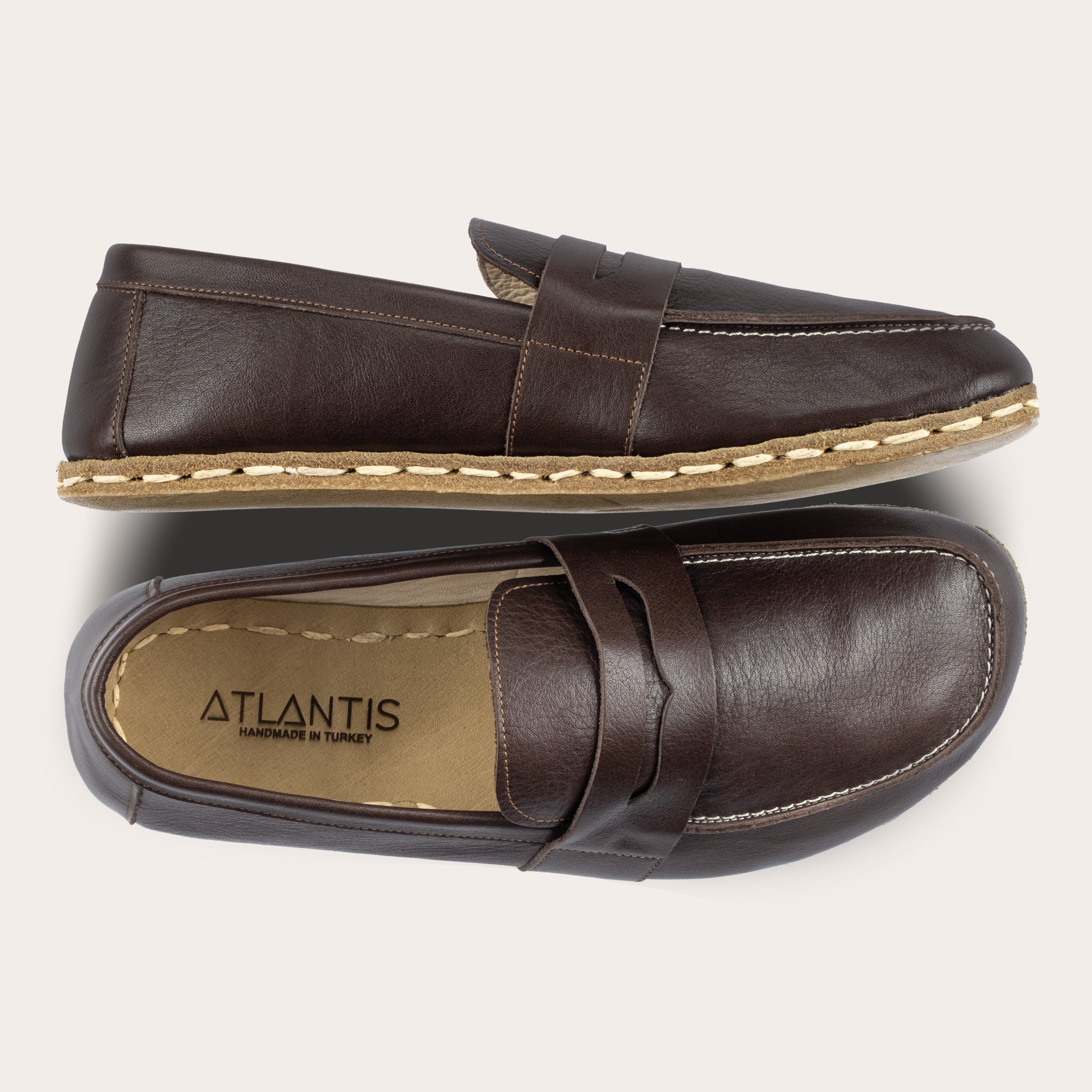 Men's Cafe Noir Penny Loafers - Leather Handmade Barefoot Shoes