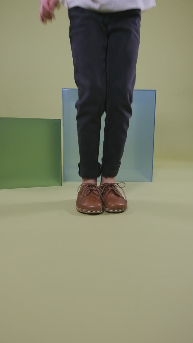 Braune Barfuß-Oxfords für Kinder