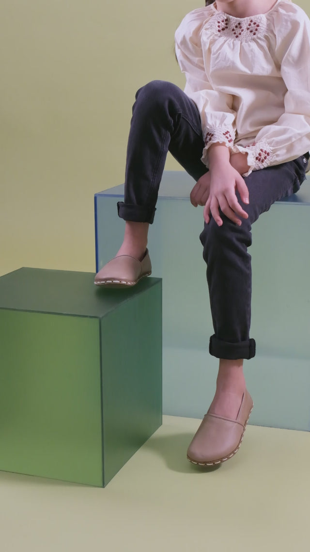 Clearance - Kid's Tan Barefoot Loafers