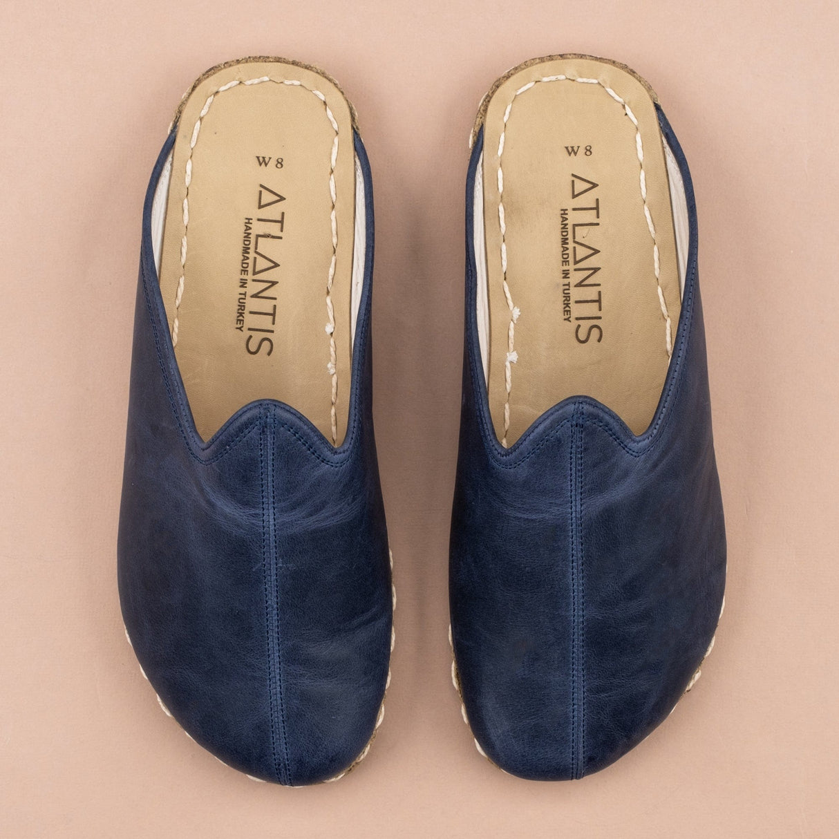 Women's Blue Leather Barefoot Slippers