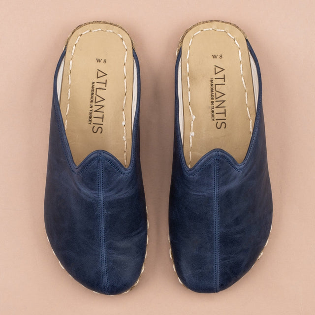 Women's Blue Leather Barefoot Slippers