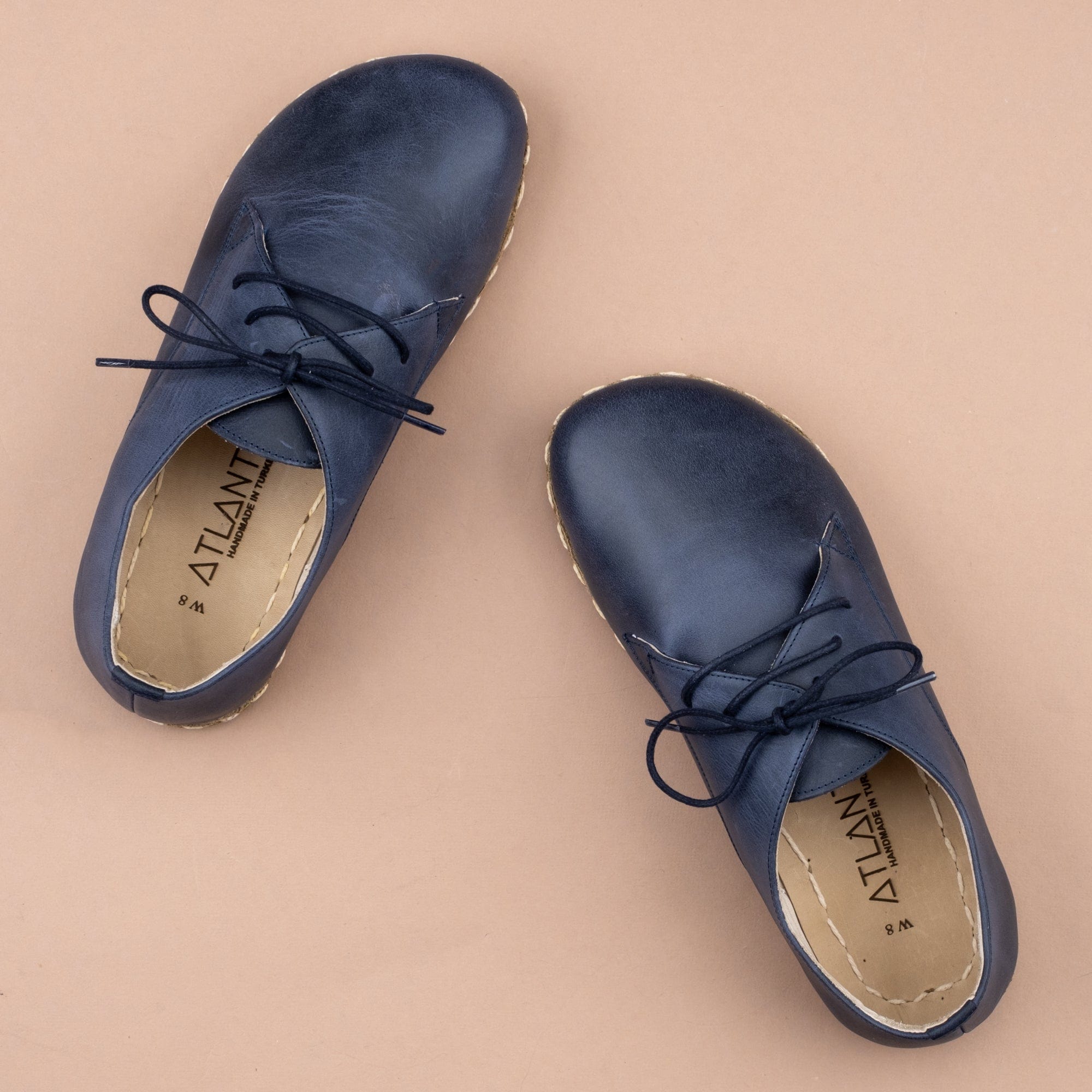 Women's Blue Oxford Shoes - Turkish Minimalist Shoes for Women