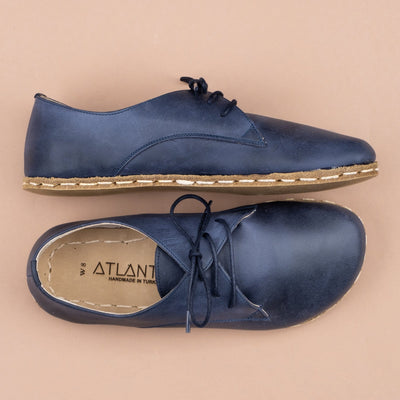 Women's Blue Leather Oxfords