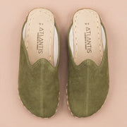 Men's Leather Olive Barefoot Slippers
